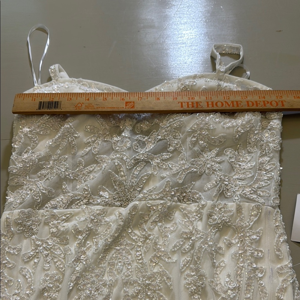 Lulus Momentous Love White Beaded Bustier Mesh Mermaid Maxi Dress Size Large - Picture 9 of 16